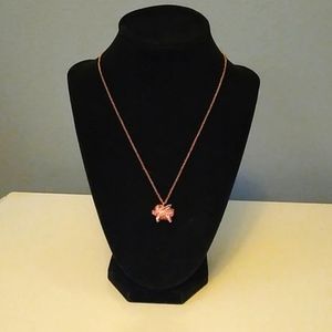 Kate Spade flying pig rhinestone pendant necklace